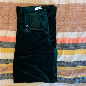 Emerald High-Waisted Velvet Wide Leg Pants